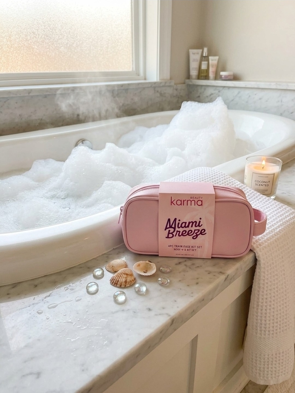 Karma Miami Breeze Pink Travel Pouch Set